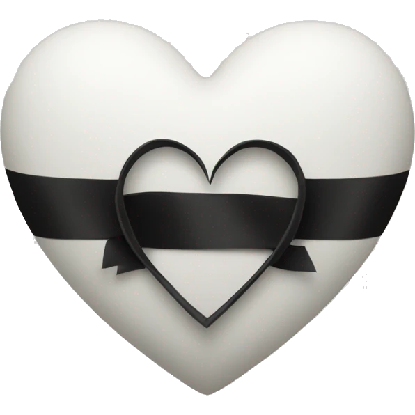 White heart with black ribbon emoji