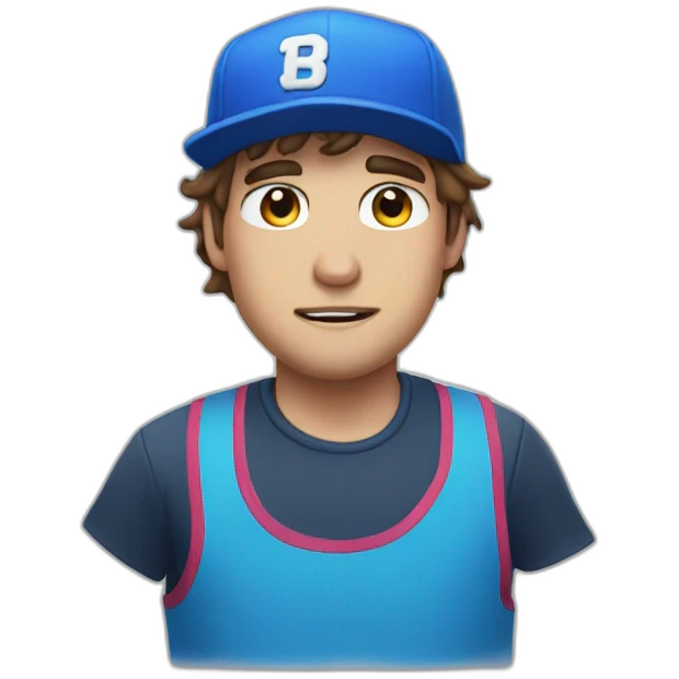 Mr.beast wearing a blue cap one eye is closed emoji