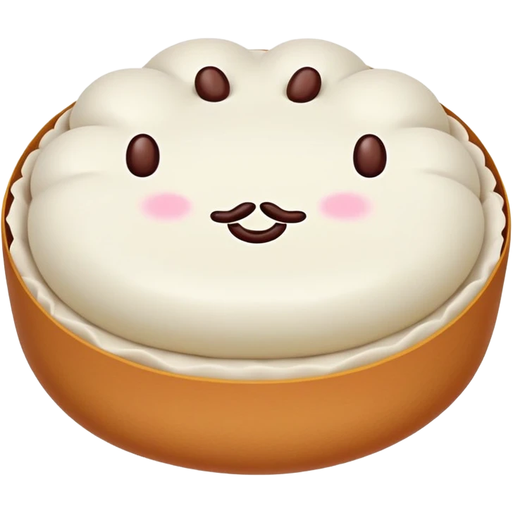 Red bean paste bun Dousha Bao with visible filling, simplified emoji style with bold outlines and bright colors, cartoon style sweet Chinese steamed bun emoji