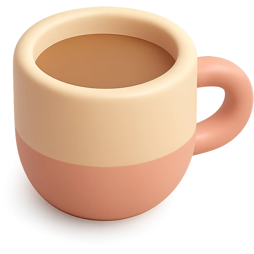 minimalist 3D poly icon of a coffee cup emoji