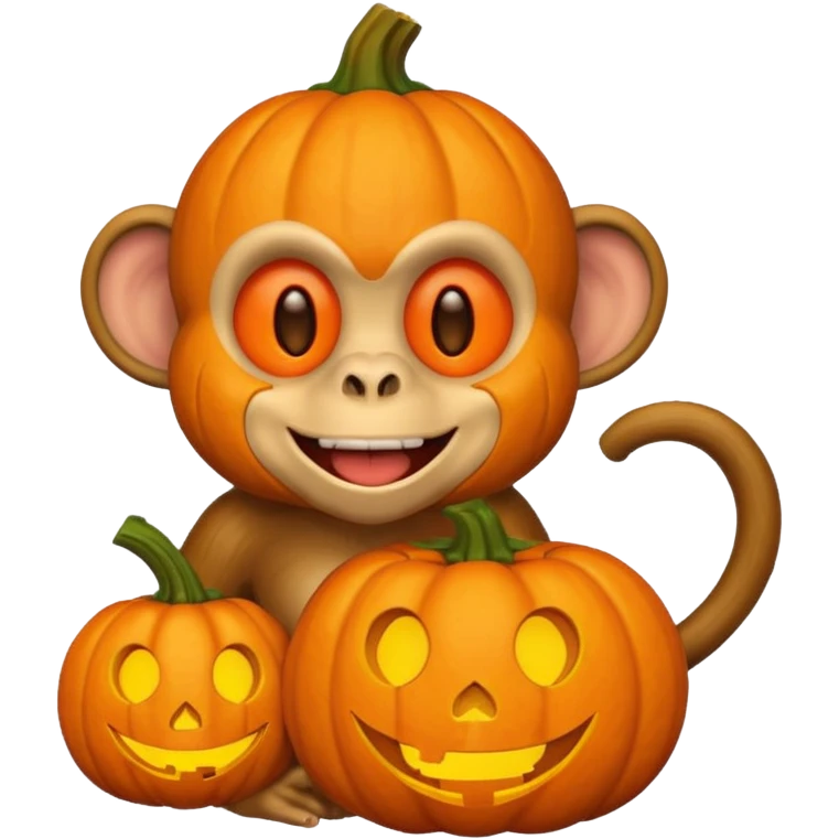 twitter emoji style monkey with pumpkin head emoji