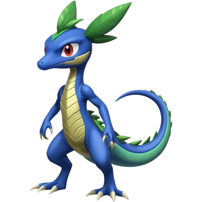 Shiny Aural Inteleon-Sceptile-Greninja-Fakémon-fusion (full body) emoji