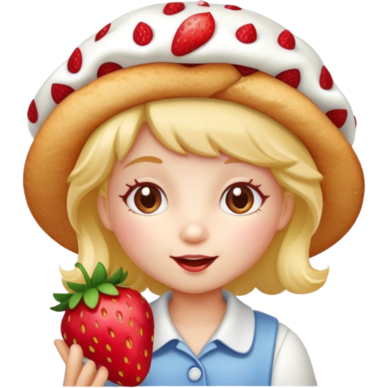 Strawberry shortcake cartoon character eating a strawberry  emoji