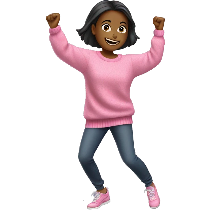 Girl in pink sweater dancing emoji
