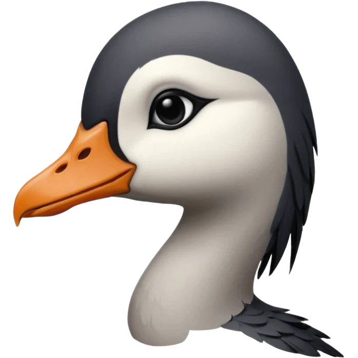 goose facing forward that is emo with swoop of bangs over one eye emoji