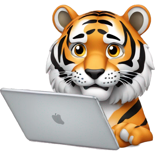 Tiger watching his phone emoji