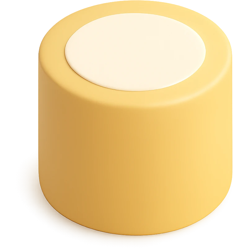 3d style yellow cylinder with a soft shadow, minimal, no text emoji