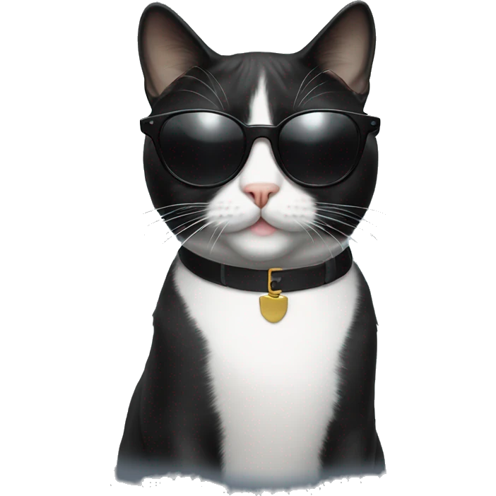 Tuxedo cat wearing sunglasses  emoji