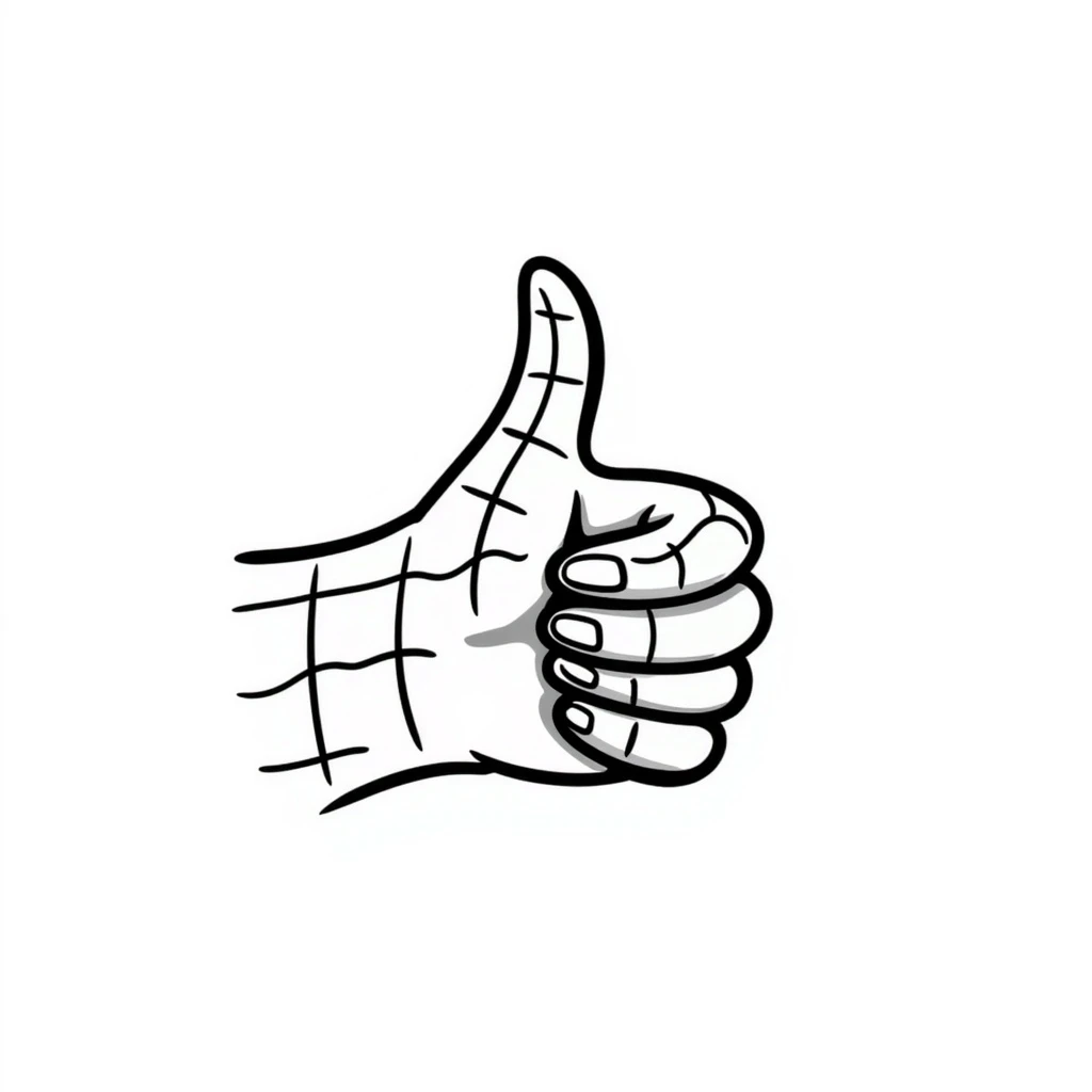 spiderman's hand doing a thumbs up, hand drawn doodle style emoji