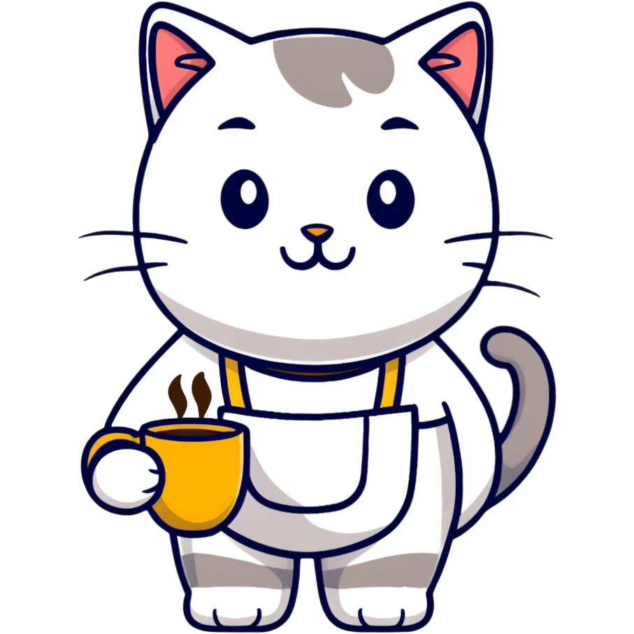cat barista serving coffee emoji