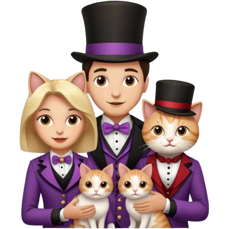 magician couple and their pet cat emoji