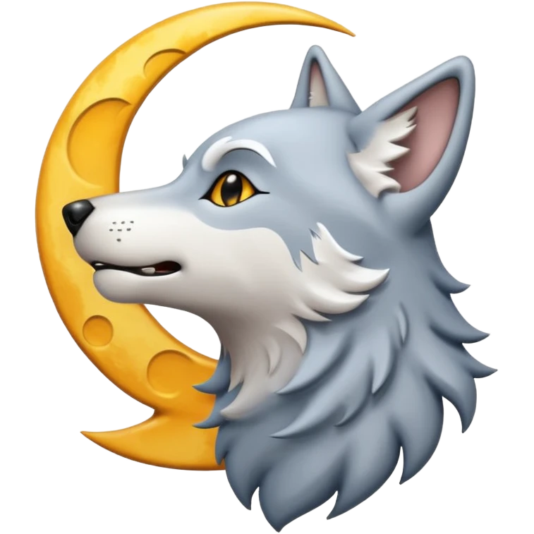 emoji of a howling wolf facing the moon, with its head tilted upward, simple cartoon style  emoji