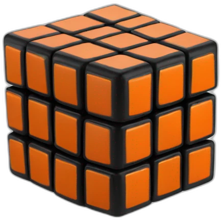 rubik cube black with orange details emoji