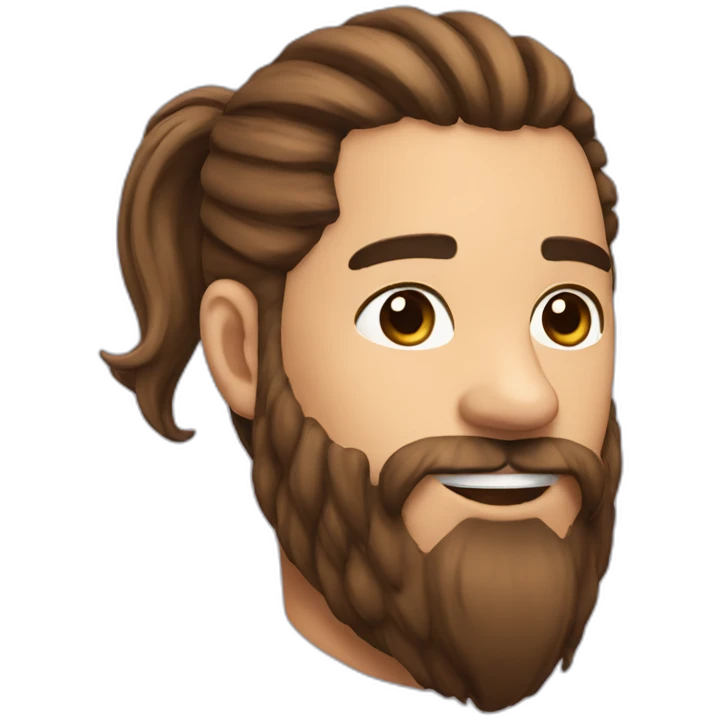 ponytail and beard with brown hair emoji