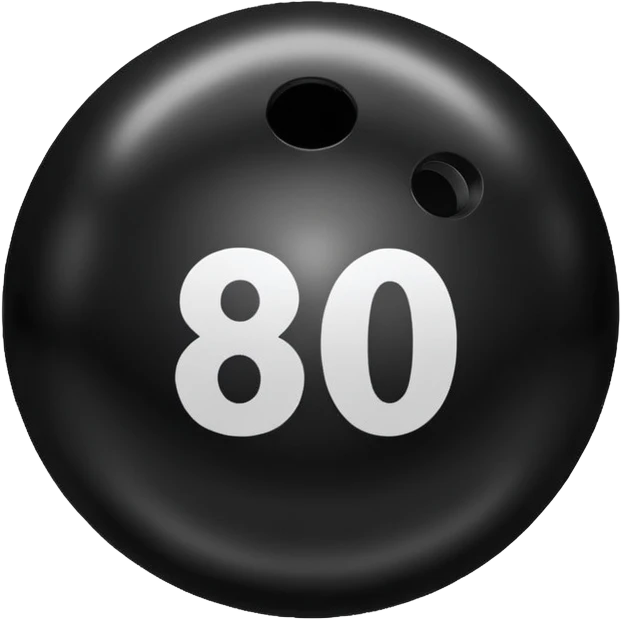 Bowling ball with score 800 written on it emoji