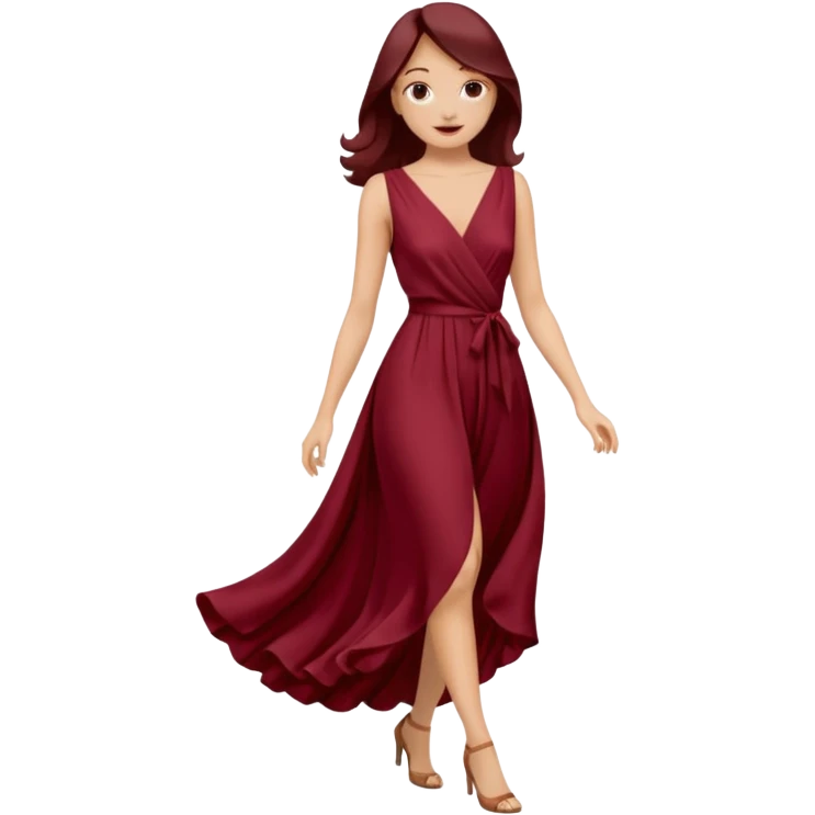 create a burgundury dress just the dress. make it knee lenght emoji