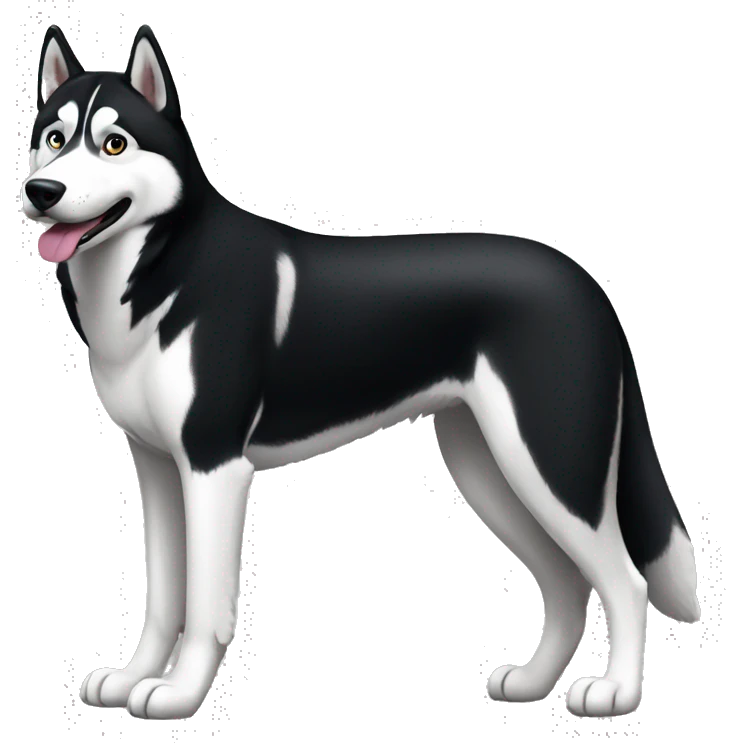 Black and white husky full body emoji