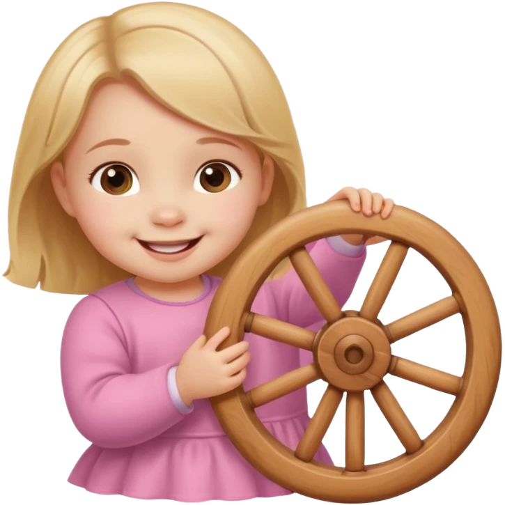 girl baby playing with wheel emoji