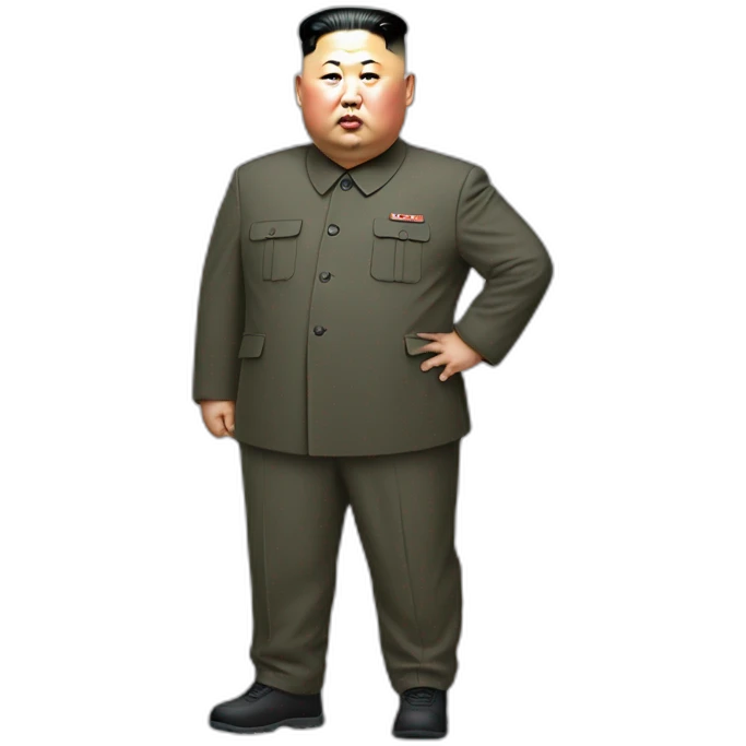 Kim jong UN dressEd in large Nike emoji