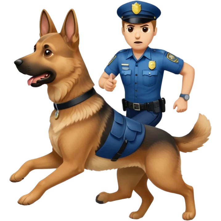 Police with dog is angry and police is running emoji