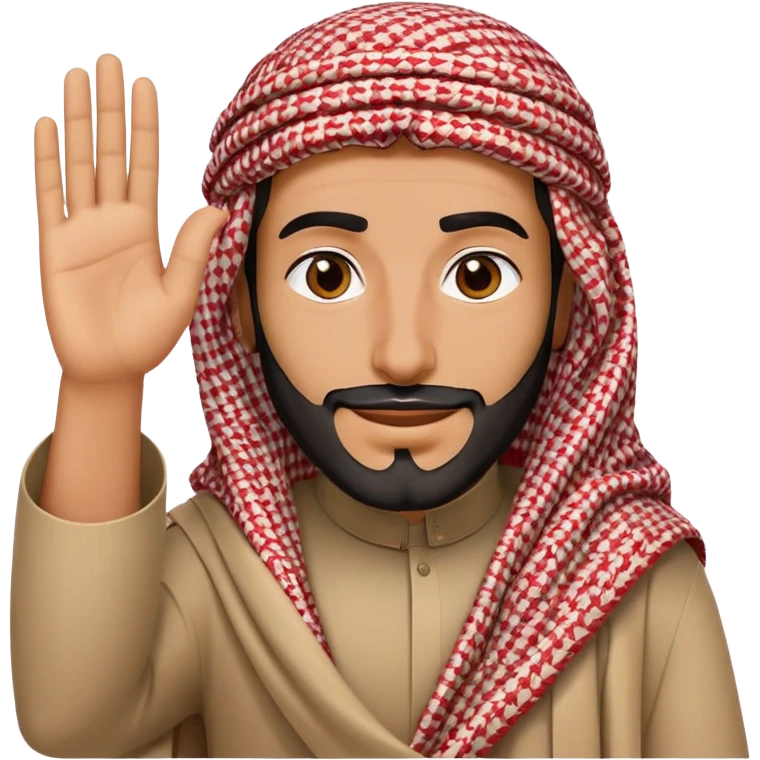 Saudi man with a red shemagh, waving emoji