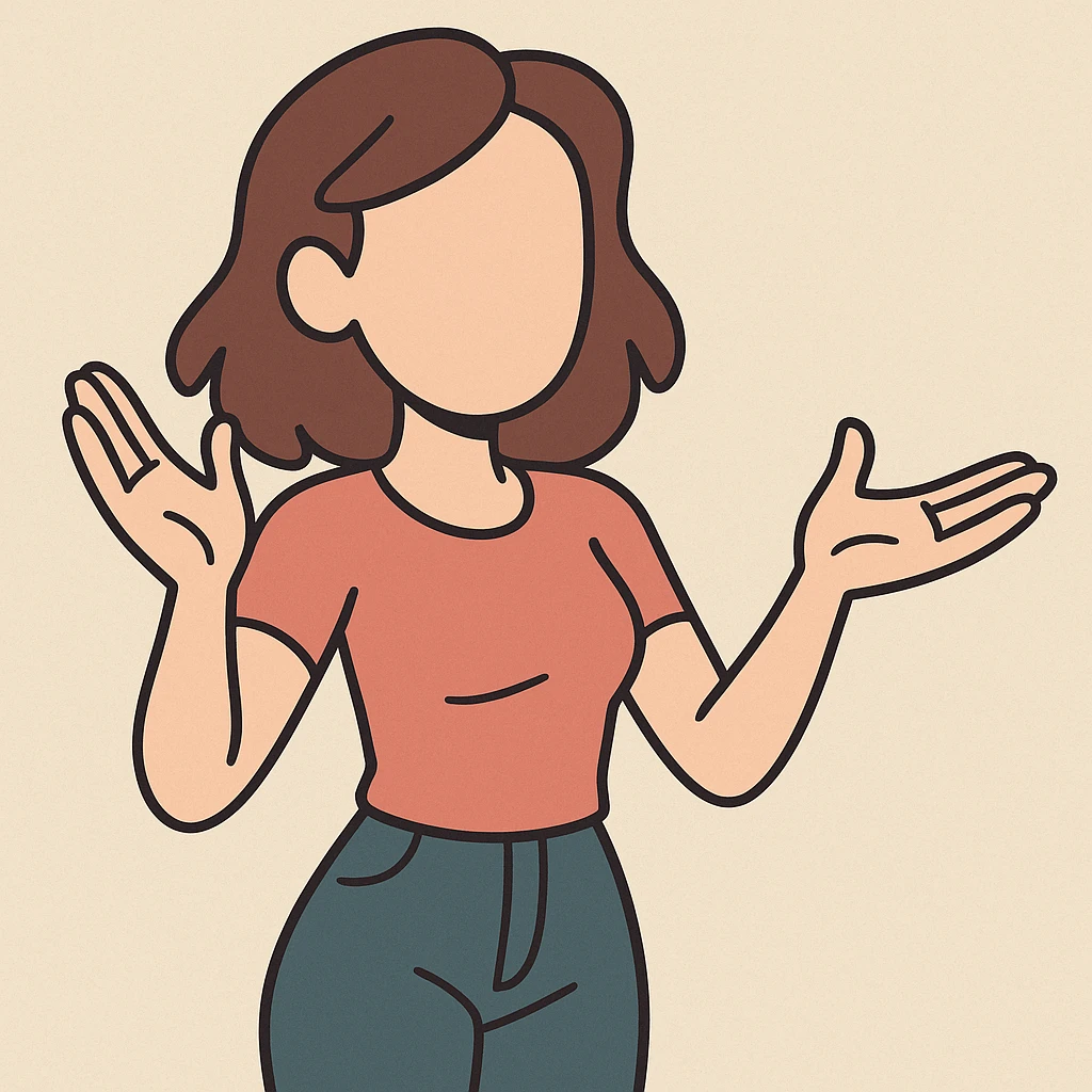 faceless young woman, inviting body language, contemporary flat design, soft edges, simple flat toon illustration emoji