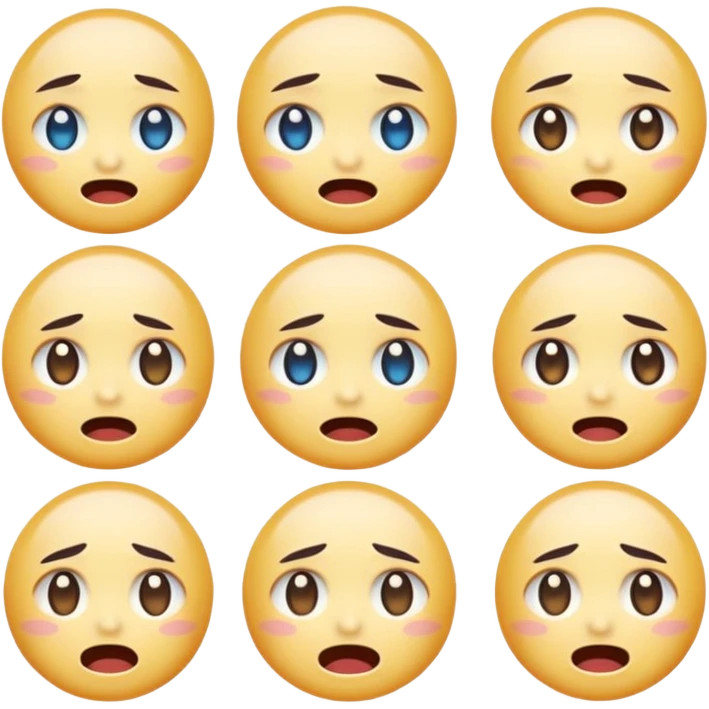 Create anime-inspired emoji faces in a soft Genshin Impact–style.
Expressive glossy eyes, smooth clean linework.
Moods: happy, shocked, crying, angry, smug, excited.
Pastel colors with soft glow.
Clear at small sizes, transparent background. emoji