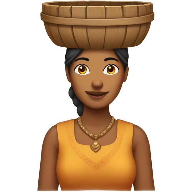 Indian woman wearing a wooden bucket on her head emoji