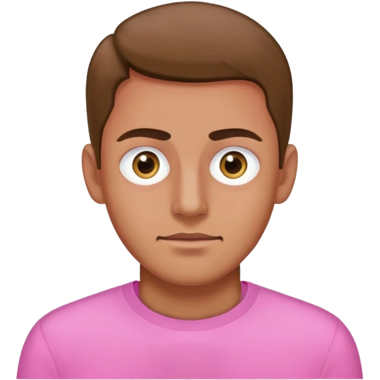 Man wearing pink long sleeve shirt with completely white eyes without pupils emoji