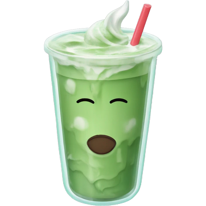 Iced matcha latte in a y2k wavy clear glass emoji