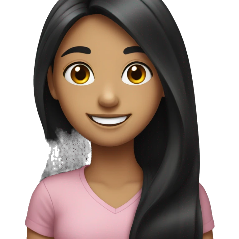 a happy girl with black long hair emoji