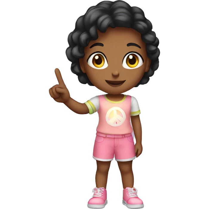 a cute girls showing peace sign emoji