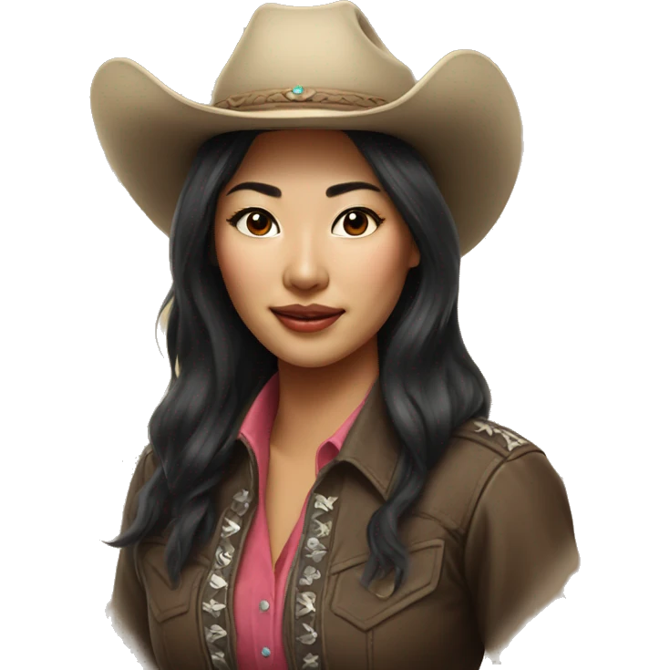 realistic portrait of a gorgeous Asian cowgirl emoji