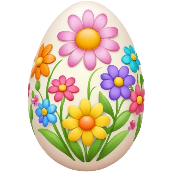 An egg decorated with colorful flowers, spring themed emoji