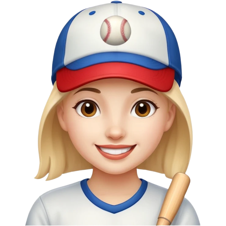 girl with a baseball cap, happy face emoji