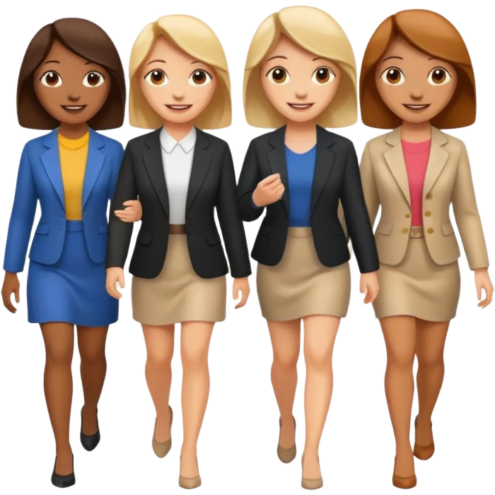 6 women interviewee walking in front of the interviewer emoji