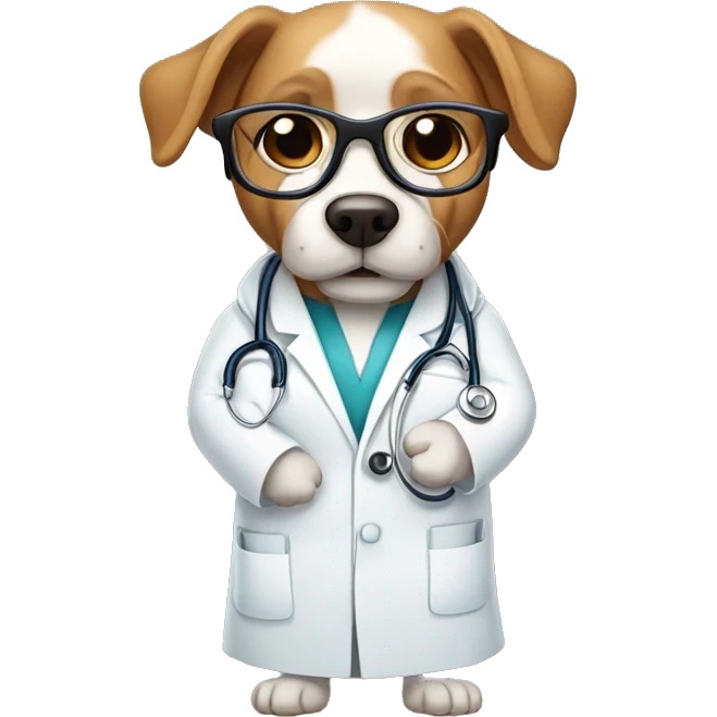 A dog doctor with glasses and a robe emoji