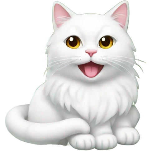 Christmas tree with white cat under emoji