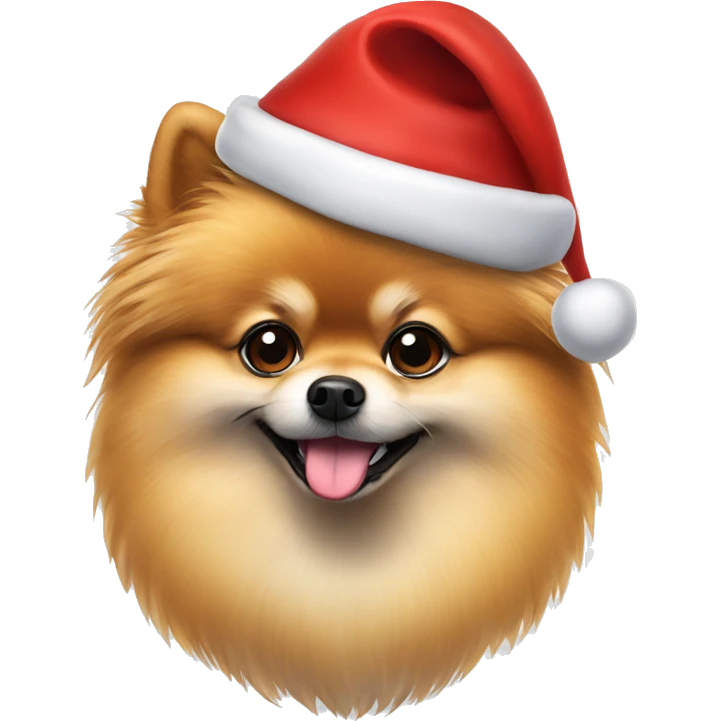 Pomeranian with Santa hat emoji