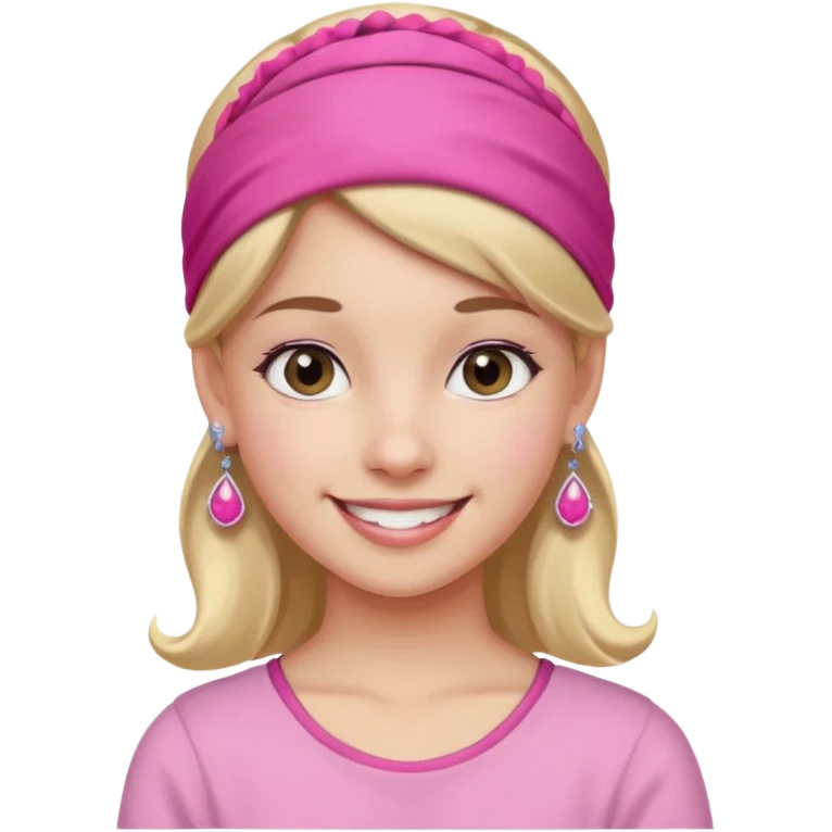 Fashion girl with pink headband and earrings, halff body emoji