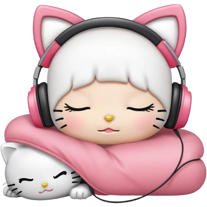 hello kitty sleeping with headphone emoji