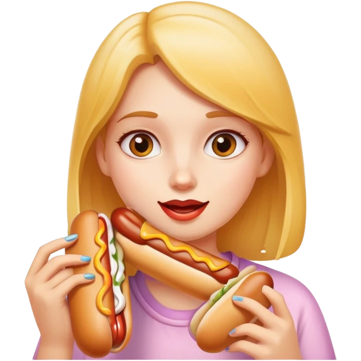 Big breast girl eat's Hot dog emoji