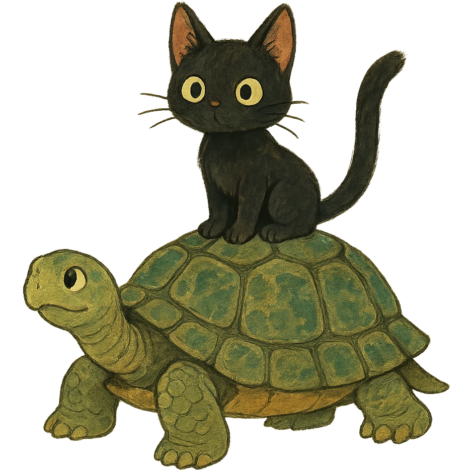 cat on a turtle emoji