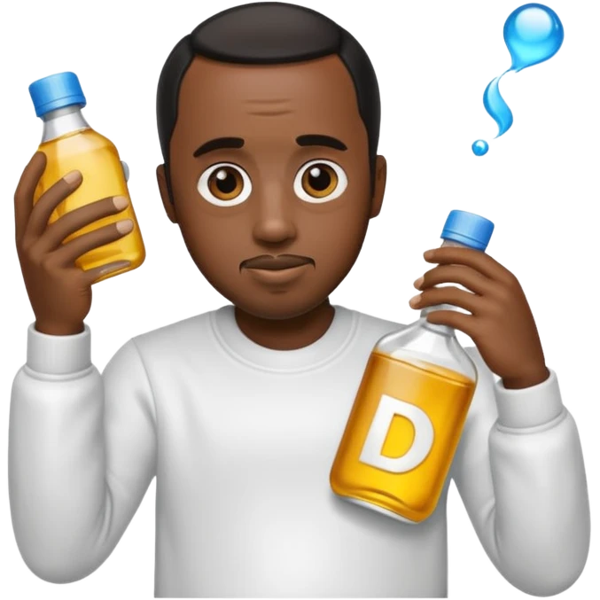 Diddy holding baby oil at a party emoji