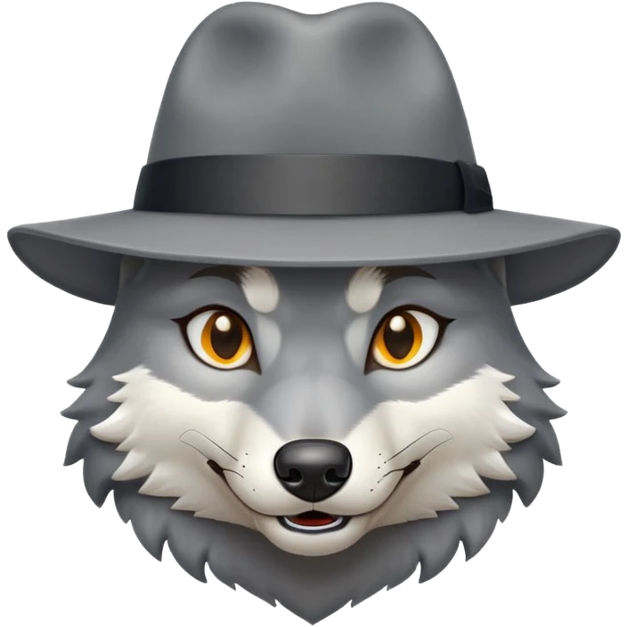A wolf wearing a fedora and smirking emoji