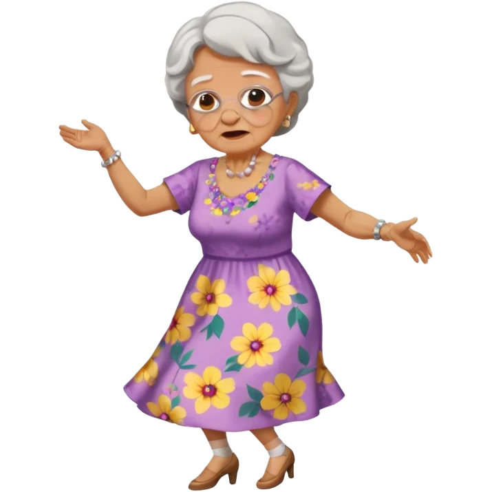 A grandma trying to to do a dance but breaks her neck and back really bad  emoji