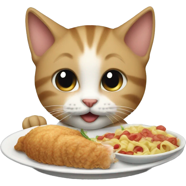 A kitten eating dinner emoji