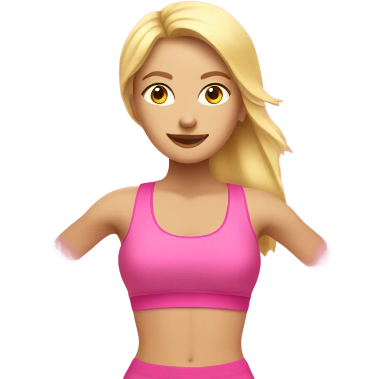 blonde woman working out in pink emoji