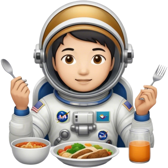 Asian Astronaut having meal emoji