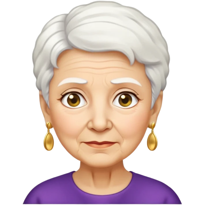 Una abuela italiana blanca con cabello corto blanco y aretes de oro  emoji